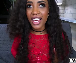 Hot ass ebony model Demi Sutra craves for a large white penis