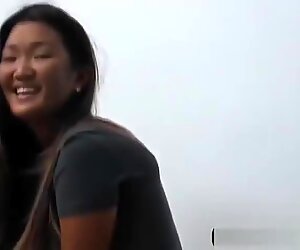 Slender Asian Babe Grind Dildo and Real Dick