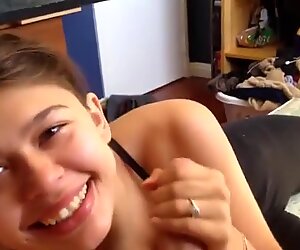 Asian college girl swallows all