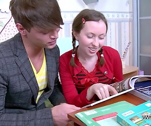 English Student Jumps on Cock With Her Gaping Ass Hole